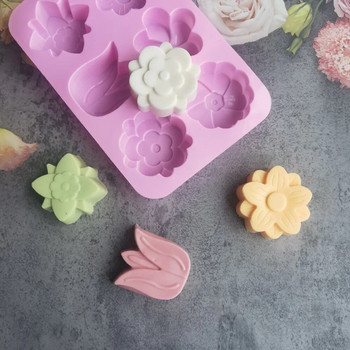 Силиконова форма за сапун във формата на цвете Направи си сам ръчно изработена форма за свещи Шоколадова бисквитена торта Декорация на форми за печене на занаяти