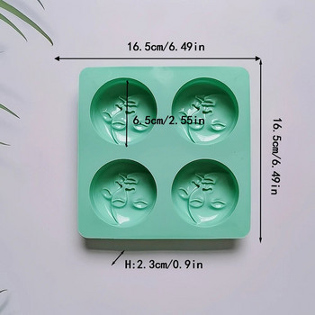 Силиконова форма за сапун с 4 кухини Луна Слънце Форма за сапун с форма на двойно лице Направи си сам Форма за свещи Изработка на домашни занаяти от смола за баня