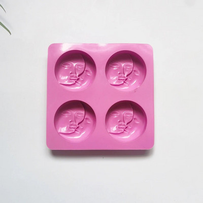 4 ertmių silikono muilo forma Moon Sun dvigubo veido formos muilo forma „pasidaryk pats“ žvakių forma Naminis vonios dervos amatų kūrimas