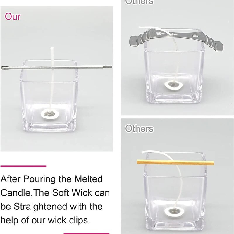 3/5/7/10 gab. Metāla vaska serdeņa stiprinājuma skavas nerūsējošā tērauda dakts centra turētājs DIY aromātiskas sveces aromterapijas izgatavošanas piederumi