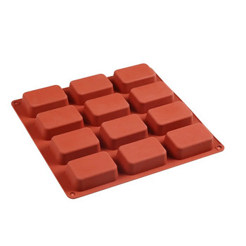 Правоъгълни форми с 12 кухини Силиконова форма Форма за шоколадово блокче Сапун Мус Десерт Тава за торта Форма Форма за печене на сладкиши