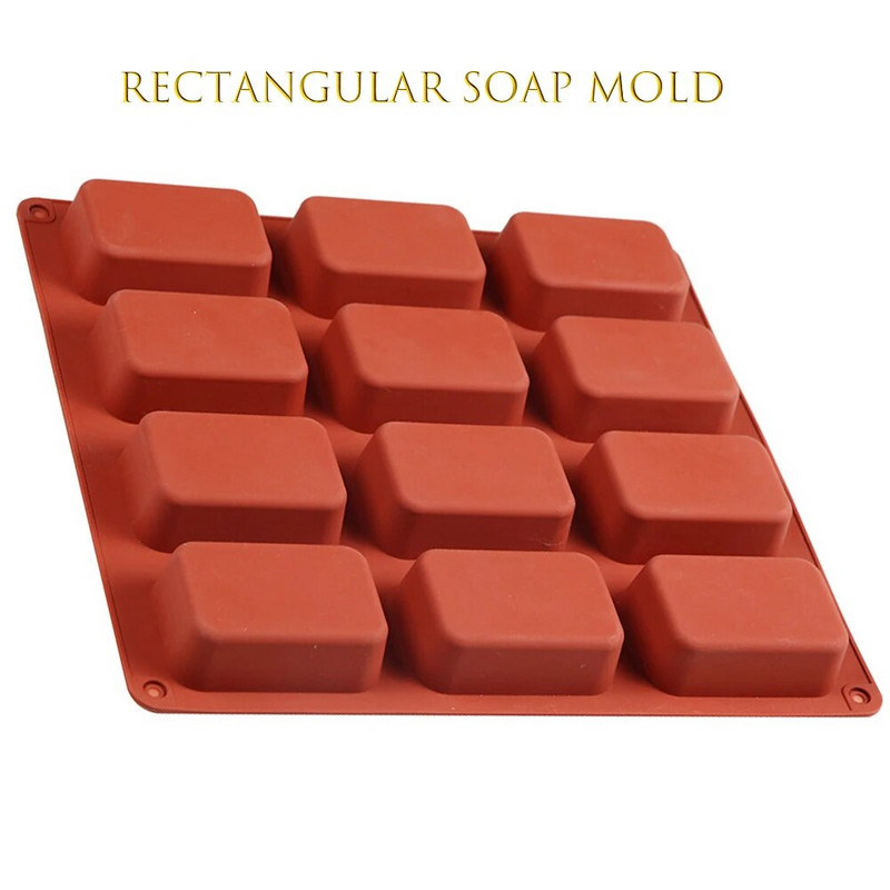 12 dobumu taisnstūra formas Silikona veidne Šokolādes tāfelīte ziepju veidņu putas Deserta kūkas paplātes forma Cepampanna konditorejas izstrādājumiem