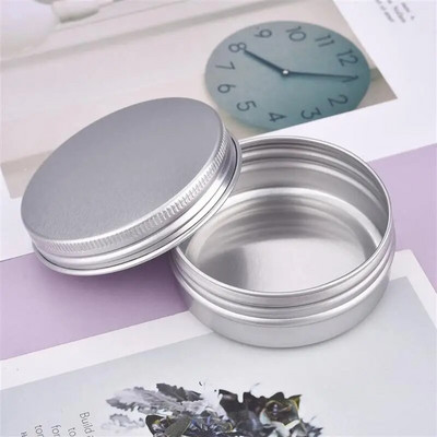 Alumiiniumist küünlapurgi täidis metallkonteiner Tühi kreem huulepalsam plekkkarbis juuksevahapott hõbedane purk 5/10/30/50/60/70/80/90 ml