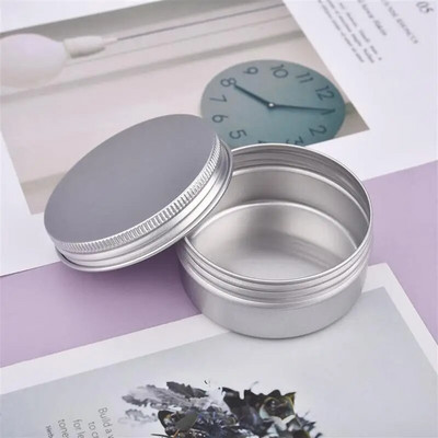 Alumiiniumist küünlapurgi täidis metallkonteiner Tühi kreem huulepalsam plekkkarbis juuksevahapott hõbedane purk 5/10/30/50/60/70/80/90 ml