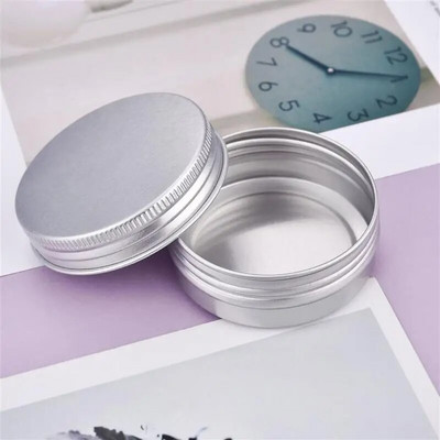 Alumiiniumist küünlapurgi täidis metallkonteiner Tühi kreem huulepalsam plekkkarbis juuksevahapott hõbedane purk 5/10/30/50/60/70/80/90 ml