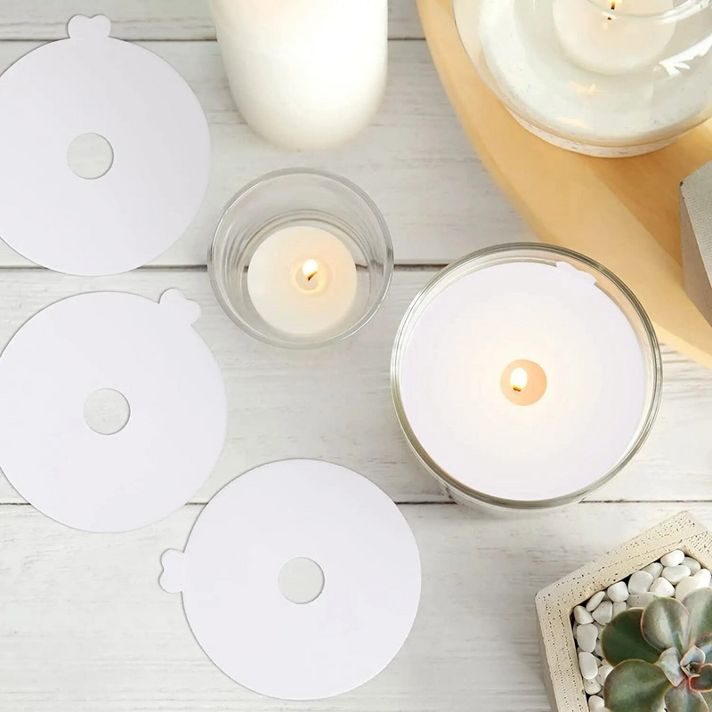 100 gab. Sveču putekļu vāki, pilienu aizsargi vienreizējās lietošanas papīra vāciņš, amatniecības sveču izgatavošana, aizsardzība sveču gaismā, baznīcas dievkalpojums