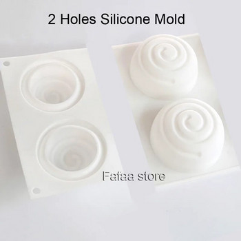 Кръгла Whirlpool силиконова форма за сапун 2 кухини Мус форма за торта Ръчно изработени форми за сапун Направи си сам занаятчийска форма