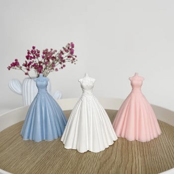 Булчинска сватбена рокля от ново поколение Силиконова форма 3D рокля Свещ Инструмент за производство на гипсова смола Направи си сам Комплект за печене на блокчета шоколадов лед