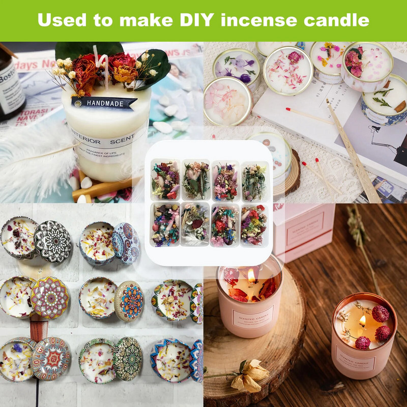 Naturaalsete kuivatatud lillede komplekt Pressitud kunstiteosed käsitöö lehed ürdid isetegemise kuivad taimed lõhnaküünlad käsitööna kodukaunistuseks kingitused