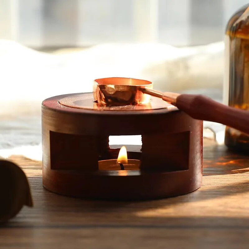 Viaszolvadék égő Rózsaszín Kék Zöld Vintage fa tömítő viasz kemence kanál Mini olvasztó sütő bélyegkészítő eszköz Barkács kiegészítő