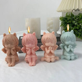 3D mazs eņģelis svece, silikona pelējums, kas vēlas meitene aromterapijas ģipša ziepju sveķu veidne DIY šokolādes ledus cepšanas rīks mājas dāvana