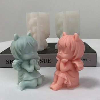 3D Little Angel Candle Mould Silicone Wishing Girl Aromatherapy Plaster Soap Resin Molud DIY Εργαλείο ψησίματος πάγου σοκολάτας Δώρο για το σπίτι
