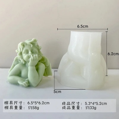 3D mazs eņģelis svece, silikona pelējums, kas vēlas meitene aromterapijas ģipša ziepju sveķu veidne DIY šokolādes ledus cepšanas rīks mājas dāvana