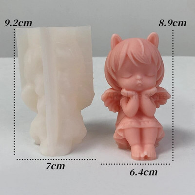 3D mazs eņģelis svece, silikona pelējums, kas vēlas meitene aromterapijas ģipša ziepju sveķu veidne DIY šokolādes ledus cepšanas rīks mājas dāvana