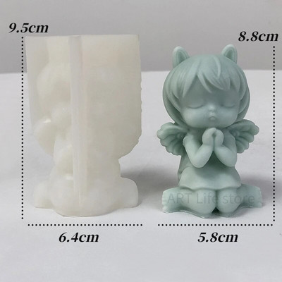 3D mazs eņģelis svece, silikona pelējums, kas vēlas meitene aromterapijas ģipša ziepju sveķu veidne DIY šokolādes ledus cepšanas rīks mājas dāvana