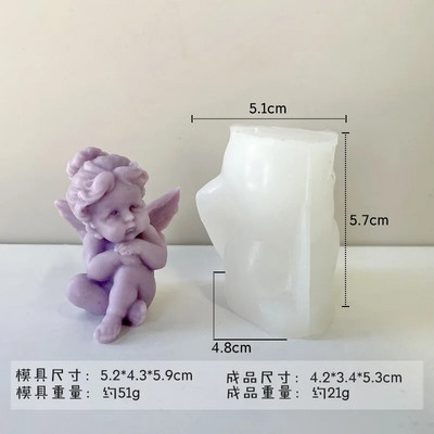 3D mazs eņģelis svece, silikona pelējums, kas vēlas meitene aromterapijas ģipša ziepju sveķu veidne DIY šokolādes ledus cepšanas rīks mājas dāvana