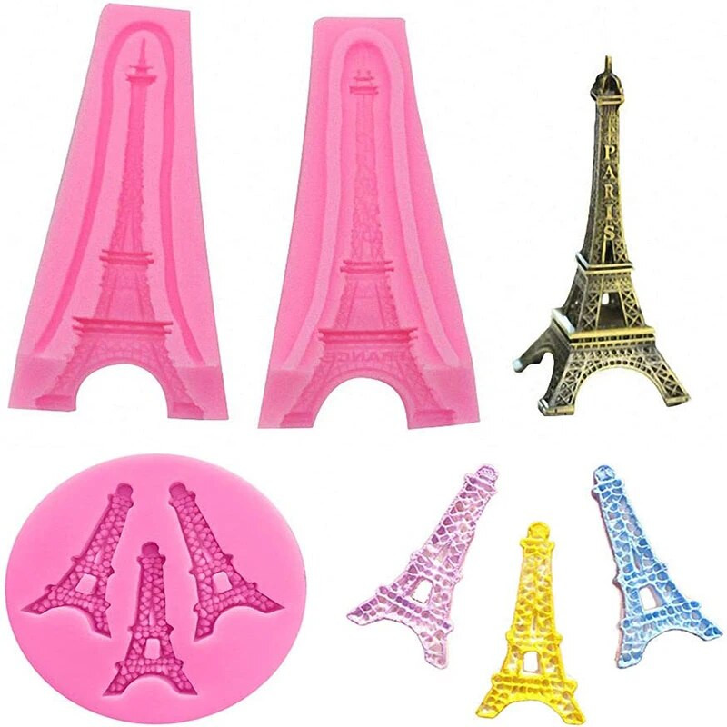 Parīzes Eifeļa torņa silikona veidne, 3D šokolādes veidne kūku dekorēšanai, mini ziepju sveķu polimēru māla veidne