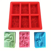 1-osaline reljeefne flamingoseepi valmistamise tööriist silikoonist ristkülikukujuline seebivorm kommikoogi küpsetusvorm