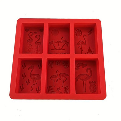 1-osaline reljeefne flamingoseepi valmistamise tööriist silikoonist ristkülikukujuline seebivorm kommikoogi küpsetusvorm