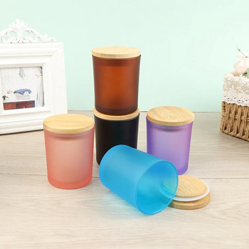 200ml Πολύχρωμο γυάλινο κύπελλο κεριών με ξύλινο καπάκι Αρωματικό βάζο κεριών Home DIY Aroma Candle Cup