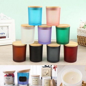 200ml Πολύχρωμο γυάλινο κύπελλο κεριών με ξύλινο καπάκι Αρωματικό βάζο κεριών Home DIY Aroma Candle Cup