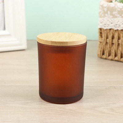 200ml Krāsains stikla sveču krūze ar koka vāku aromātiska sveču burka mājas DIY aromātisko sveču krūzes