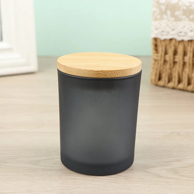 200ml Krāsains stikla sveču krūze ar koka vāku aromātiska sveču burka mājas DIY aromātisko sveču krūzes