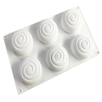 6 кръгли дупки за резба форма силиконова форма за сапун, 3d форма за торта с мус за хляб Форма за печене на сладкиши за украса на торта