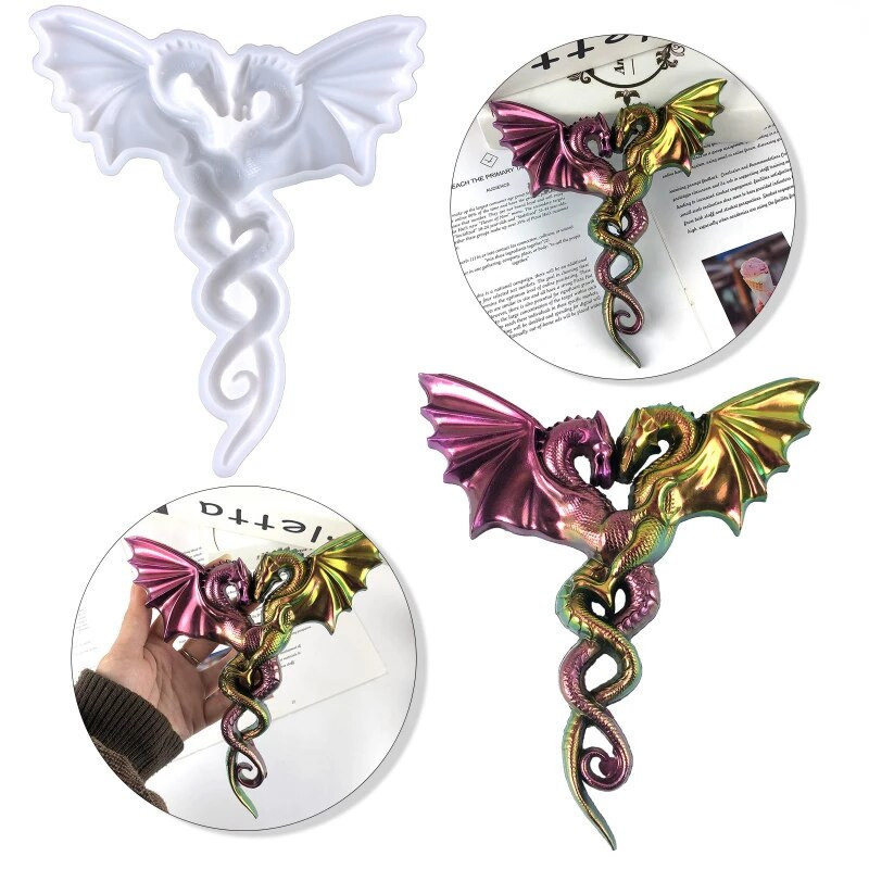 Lovers Dragon Ornament Epoksīda sveķu veidne DIY Sienu rotājumi Piekaramie rotājumi Puse Trīsdimensiju Love Dragon Silikona veidne