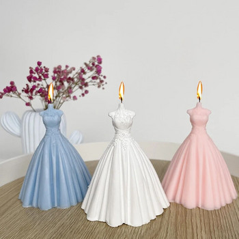 Булчинска сватбена рокля Силиконова форма 3D рокля Свещ Инструмент за производство на гипсова смола Направи си сам Комплект за печене на шоколадово ледено блокче