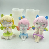 Jauna jauka eņģeļu meitene silikona veidne DIY aromterapijas ģipša epoksīda izgatavošanas komplekts roku ziepju šokolādes kūkas cepšanas rīks rakstāmgalda dekorēšana