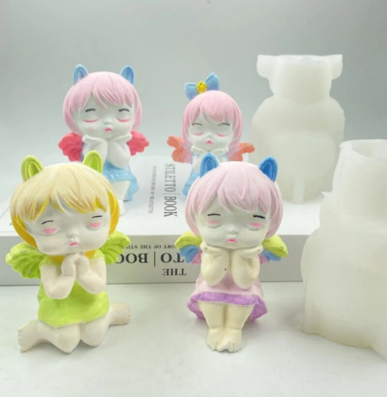 Jauna jauka eņģeļu meitene silikona veidne DIY aromterapijas ģipša epoksīda izgatavošanas komplekts roku ziepju šokolādes kūkas cepšanas rīks rakstāmgalda dekorēšana