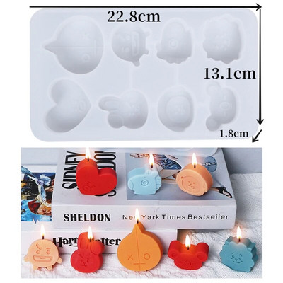 3D Animal Tiantuan sērijas aromātiskā svece, silikona veidne, ar rokām gatavota ziepju ģipša sveķu dekorēšana, veidne svētku ballītei dāvanu veidne