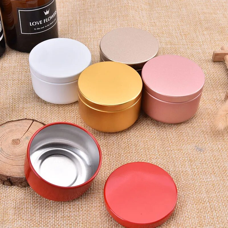 1 tk ühevärviline elegantne lilleline plekkkarp DIY küünlapurgi palsam ümmargune tühi ümbris kaasaskantav huulepulk vürtside hoiukoht