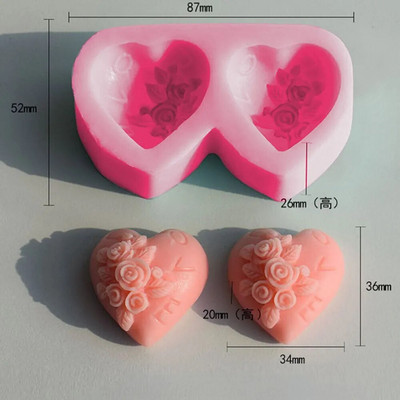Rose Love silikona ziepju veidne 3D sirds sveces sveķu ģipša veidne ziedu šokolādes ledus cepšanas komplekts Mājas dekors Valentīna dienas dāvana