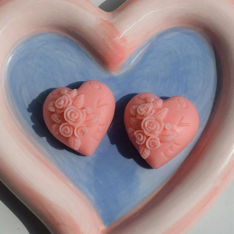 Rose Love silikona ziepju veidne 3D sirds sveces sveķu ģipša veidne ziedu šokolādes ledus cepšanas komplekts Mājas dekors Valentīna dienas dāvana