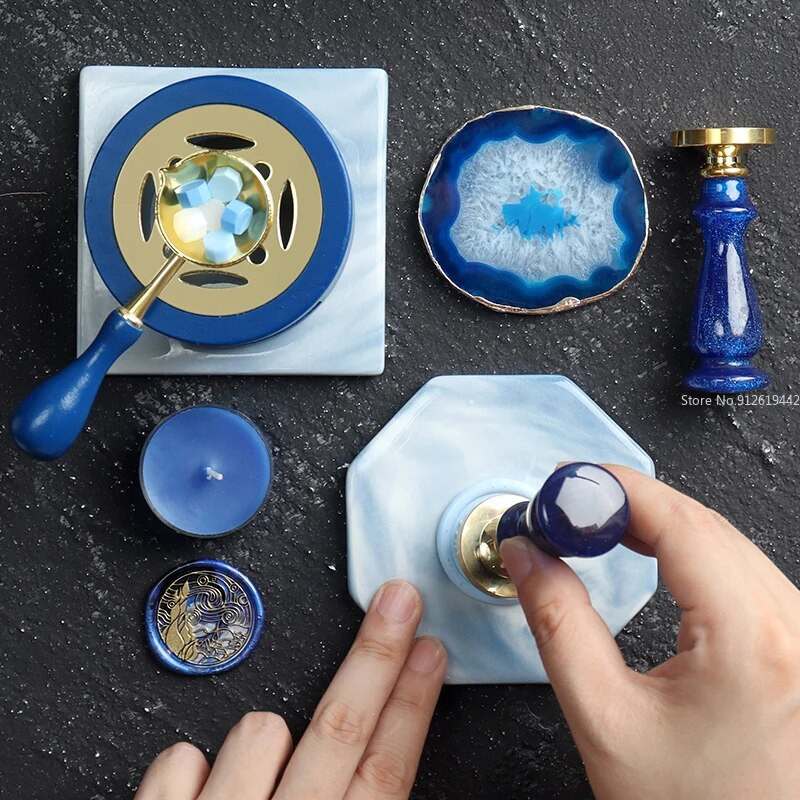 Priešgaisrinio lako antspaudo štampavimo štampavimo praktikos išmontavimo įrankis Marmurinis keramikinis agatas akmuo Ugniai atsparus vaškas Kvietimų kortelės štampavimas