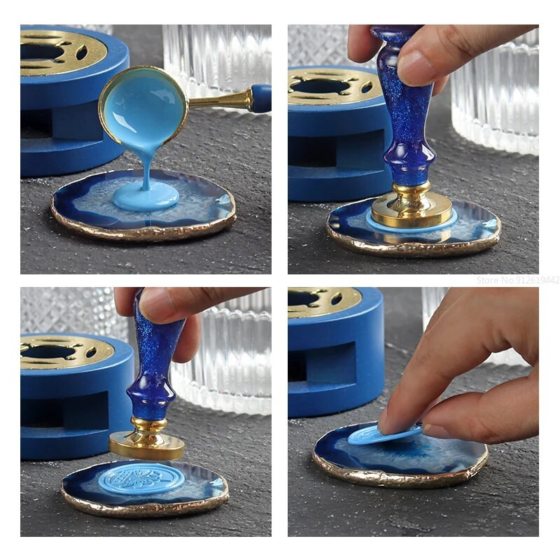 Priešgaisrinio lako antspaudo štampavimo štampavimo praktikos išmontavimo įrankis Marmurinis keramikinis agatas akmuo Ugniai atsparus vaškas Kvietimų kortelės štampavimas