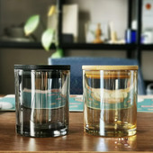 Sveču burciņas Brūns stikla sveču kauss Aromātiskais kauss ar bambusa vāku Sveču izgatavošanas piederumi Sveču burciņa Stikls Diy Svece m