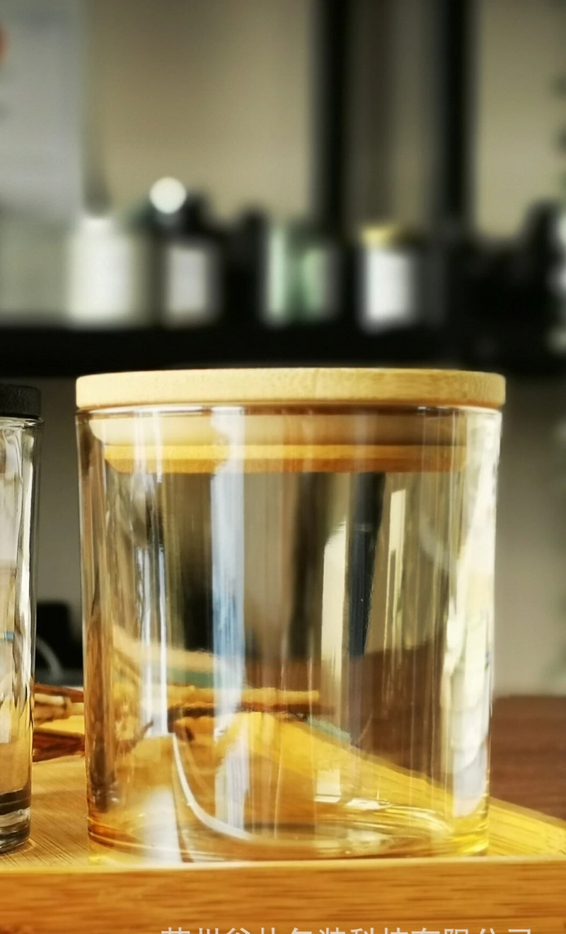 Sveču burciņas Brūns stikla sveču kauss Aromātiskais kauss ar bambusa vāku Sveču izgatavošanas piederumi Sveču burciņa Stikls Diy Svece m