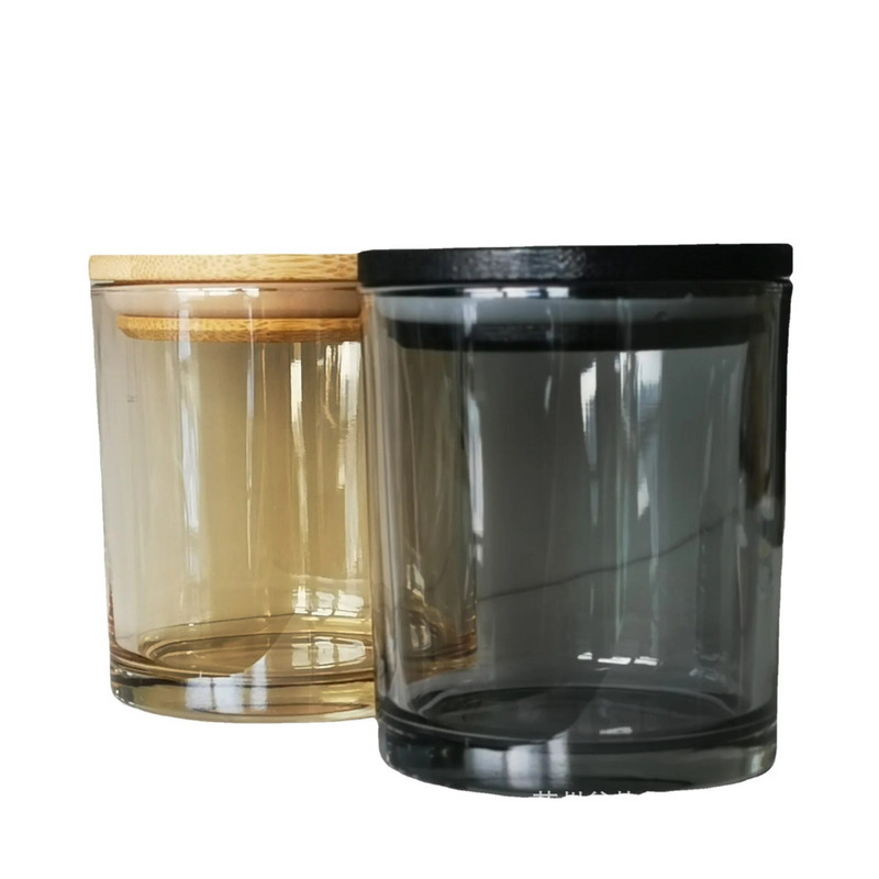 Sveču burciņas Brūns stikla sveču kauss Aromātiskais kauss ar bambusa vāku Sveču izgatavošanas piederumi Sveču burciņa Stikls Diy Svece m