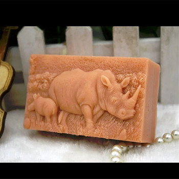 Силиконова форма за сапун за приготвяне на квадратен сапун от носорог 3d форма Направи си сам Ръчно изработени форми за украса на торти Sugarcraft Форми Инструменти за силиконови форми