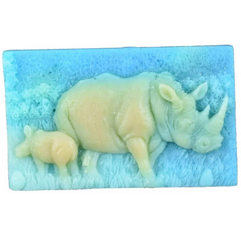 Силиконова форма за сапун за приготвяне на квадратен сапун от носорог 3d форма Направи си сам Ръчно изработени форми за украса на торти Sugarcraft Форми Инструменти за силиконови форми