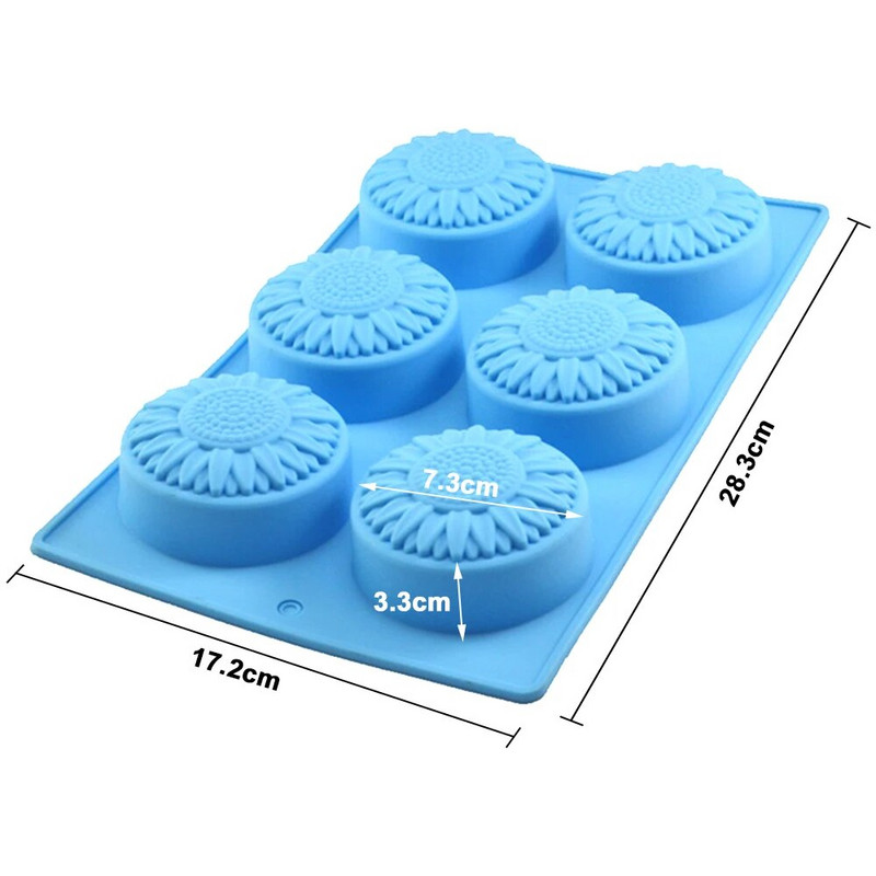 6 dobuma silikona veidnes Ziedu ziepju veidne DIY roku darbs ziepju veidne Ar rokām gatavota šokolādes biskvīta kūkas dekorēšana cepšanai pelējuma amatniecībai