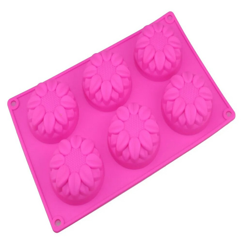 6 dobuma silikona veidnes Ziedu ziepju veidne DIY roku darbs ziepju veidne Ar rokām gatavota šokolādes biskvīta kūkas dekorēšana cepšanai pelējuma amatniecībai