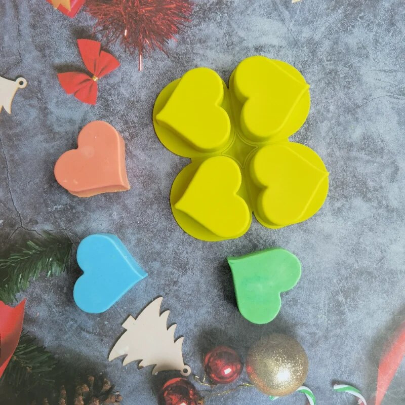 4 ertmės Hreat silikoninė muilo forma, pasidaryk „pasidaryk pats“ meilės formos žvakė, derva, gipso forma šokoladinis pyragas ledų gaminimo rinkinys namų dekoravimui miela dovana