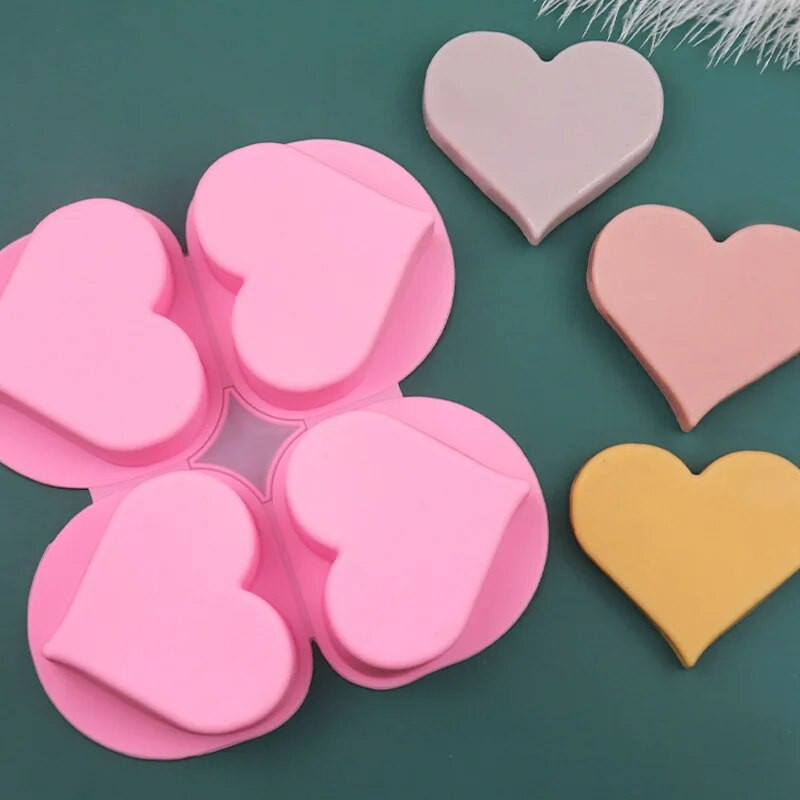 4 ertmės Hreat silikoninė muilo forma, pasidaryk „pasidaryk pats“ meilės formos žvakė, derva, gipso forma šokoladinis pyragas ledų gaminimo rinkinys namų dekoravimui miela dovana