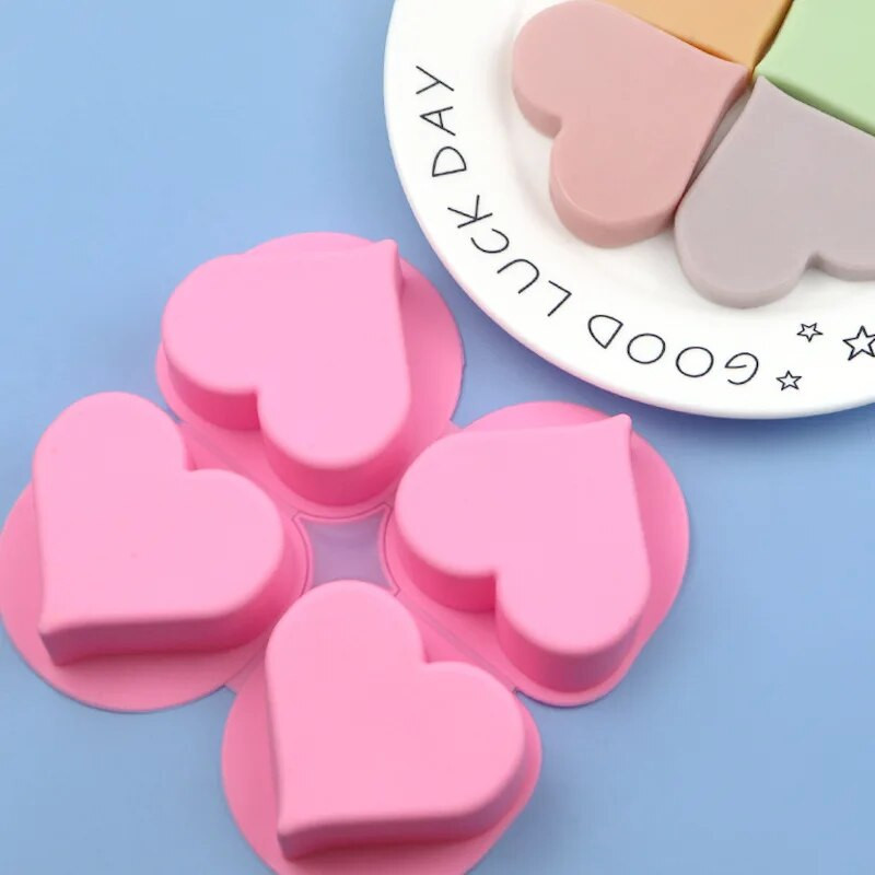 4 ertmės Hreat silikoninė muilo forma, pasidaryk „pasidaryk pats“ meilės formos žvakė, derva, gipso forma šokoladinis pyragas ledų gaminimo rinkinys namų dekoravimui miela dovana