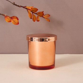 Βάζα κεριών 240ml Golden Rose Glass Candle Cup Ηλεκτροεπιμεταλλωμένο Κύπελλο Aromatherapy Empty Candle Jar Δοχείο κεριών
