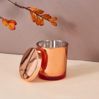 Gyertyatartók 240ml Arany Rózsa Üveg Gyertyatartó Galvanizált aromaterápiás csésze Üres Gyertyatartó Gyertyatartó